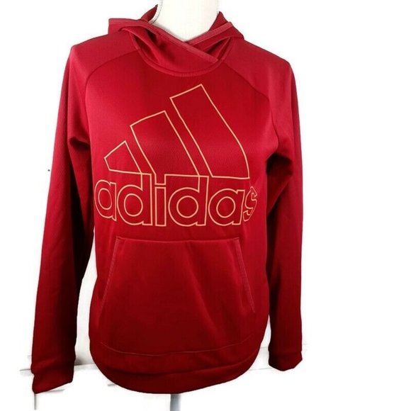 Adidas Hoodie Extra Small Red & Orange -Long Sleeve -Climawarm -Logo - Picture 1 of 14